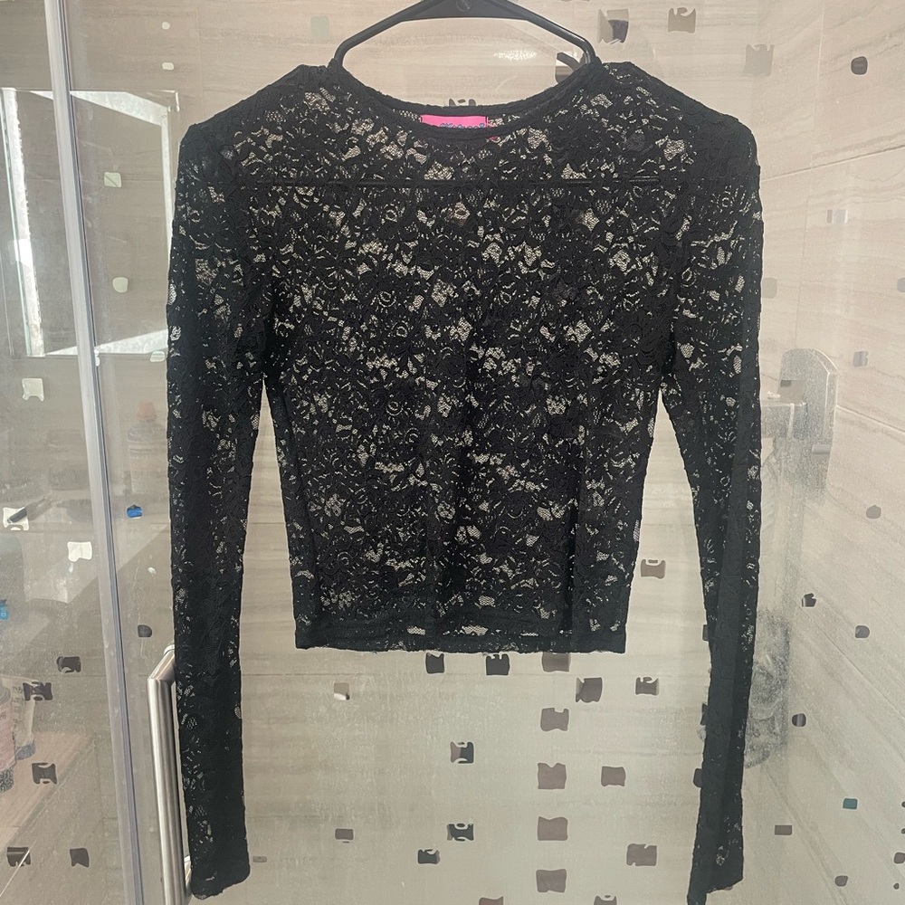 Elegant Black Lace Long Sleeve Top